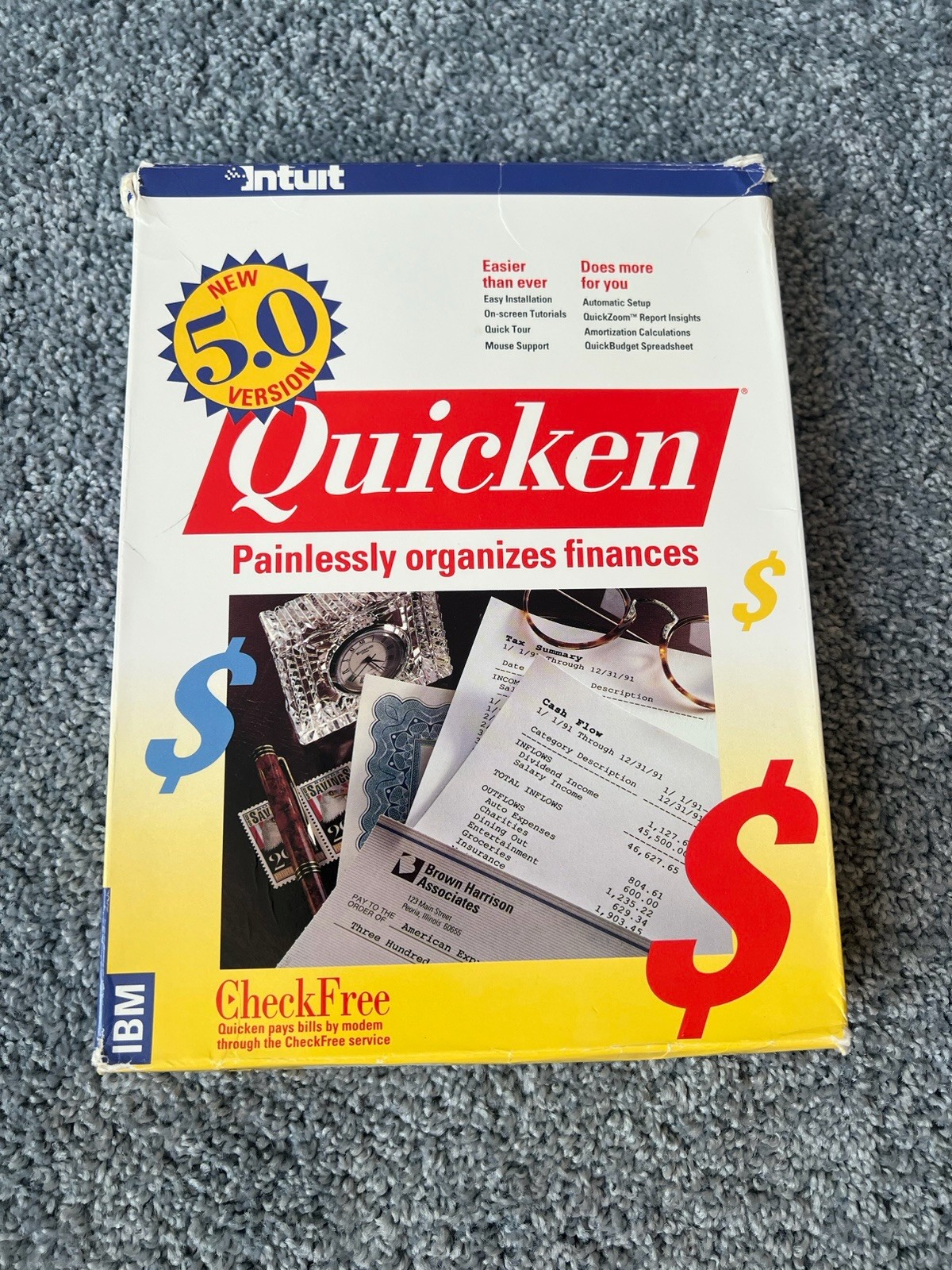 Intuit Quicken 5.0 Personal Finance Software IBM DOS 5.25″/3.5″ Floppy Disks