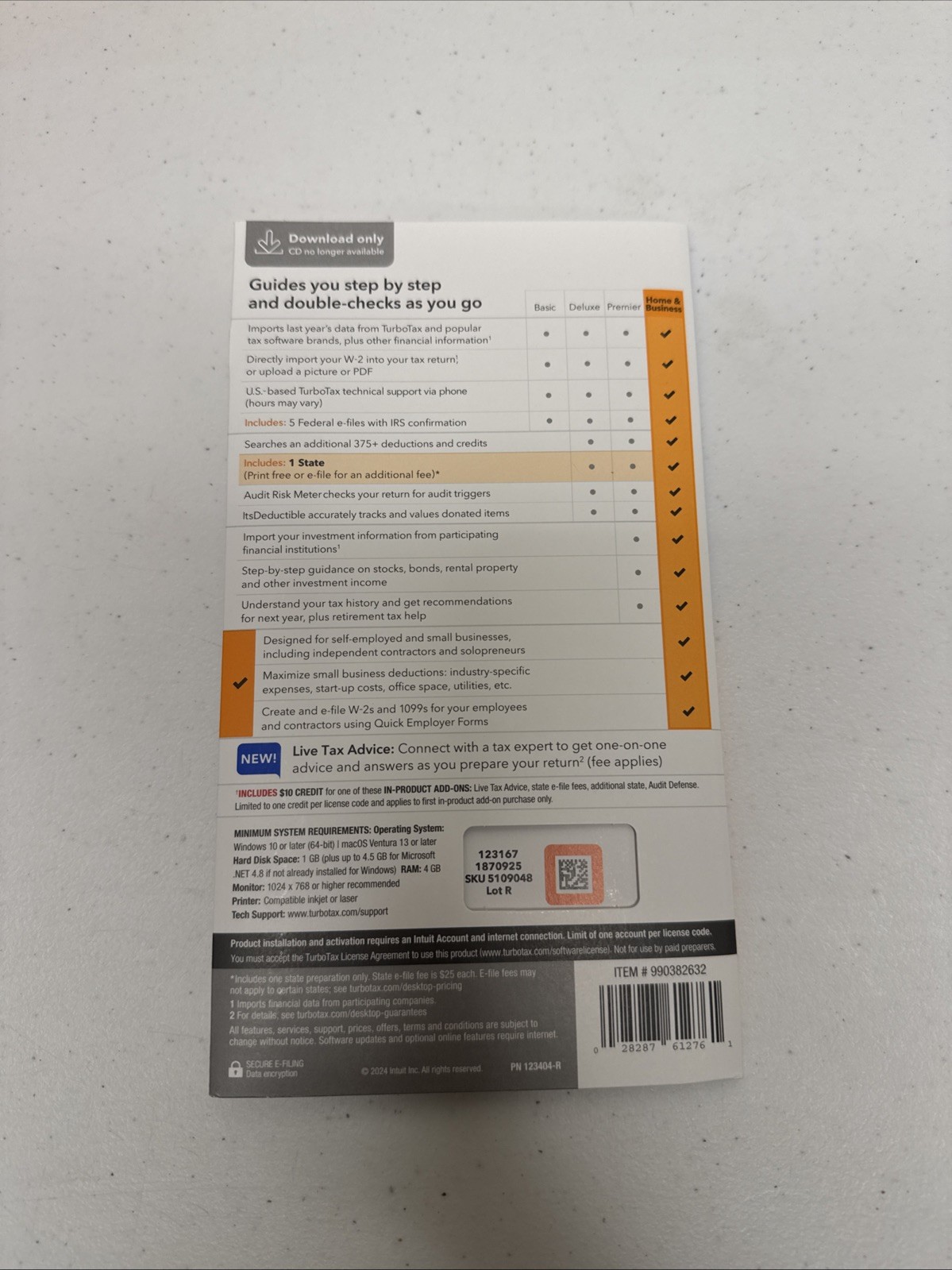 NEW TurboTax Home & Business 2024 Unopened In a Box of 20