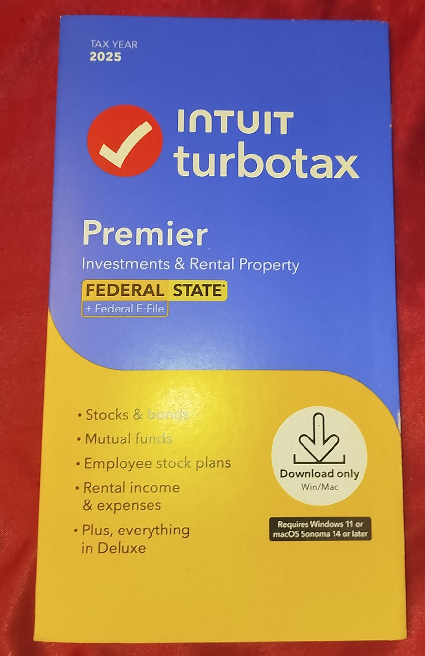2025 TURBOTAX PREMIER Federal & State Code Card NEW Sealed Retail Pack