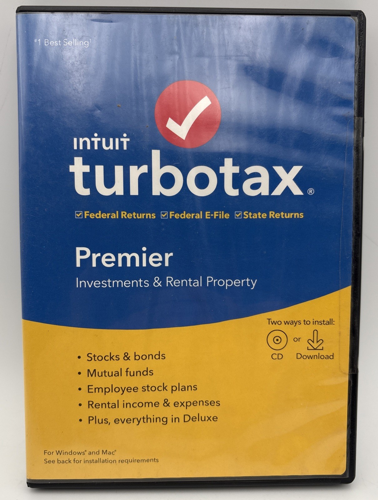Intuit TurboTax Premier 2019 Investments & Rental Property Federal State Win Mac