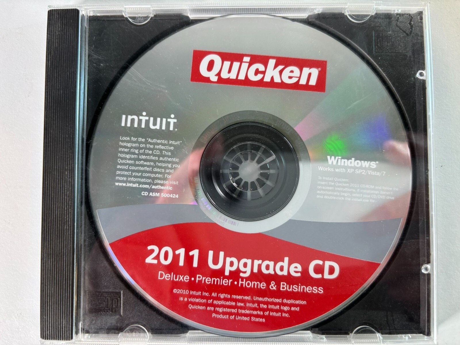 Quicken 2011 Upgrade CD Deluxe Premier Home & Business For Windows XP SP2/Vista/