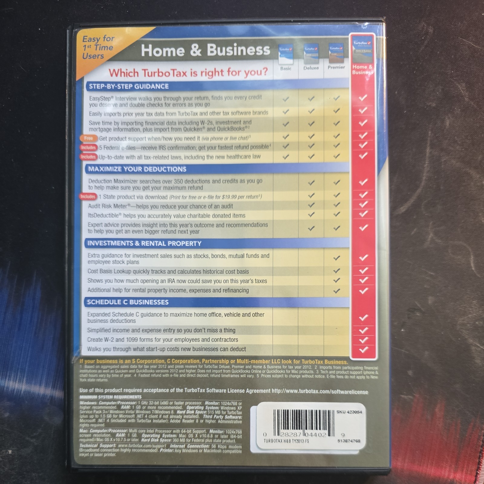 2013 TurboTax Home & Business federal e-file & state tax return for PC & Mac CD