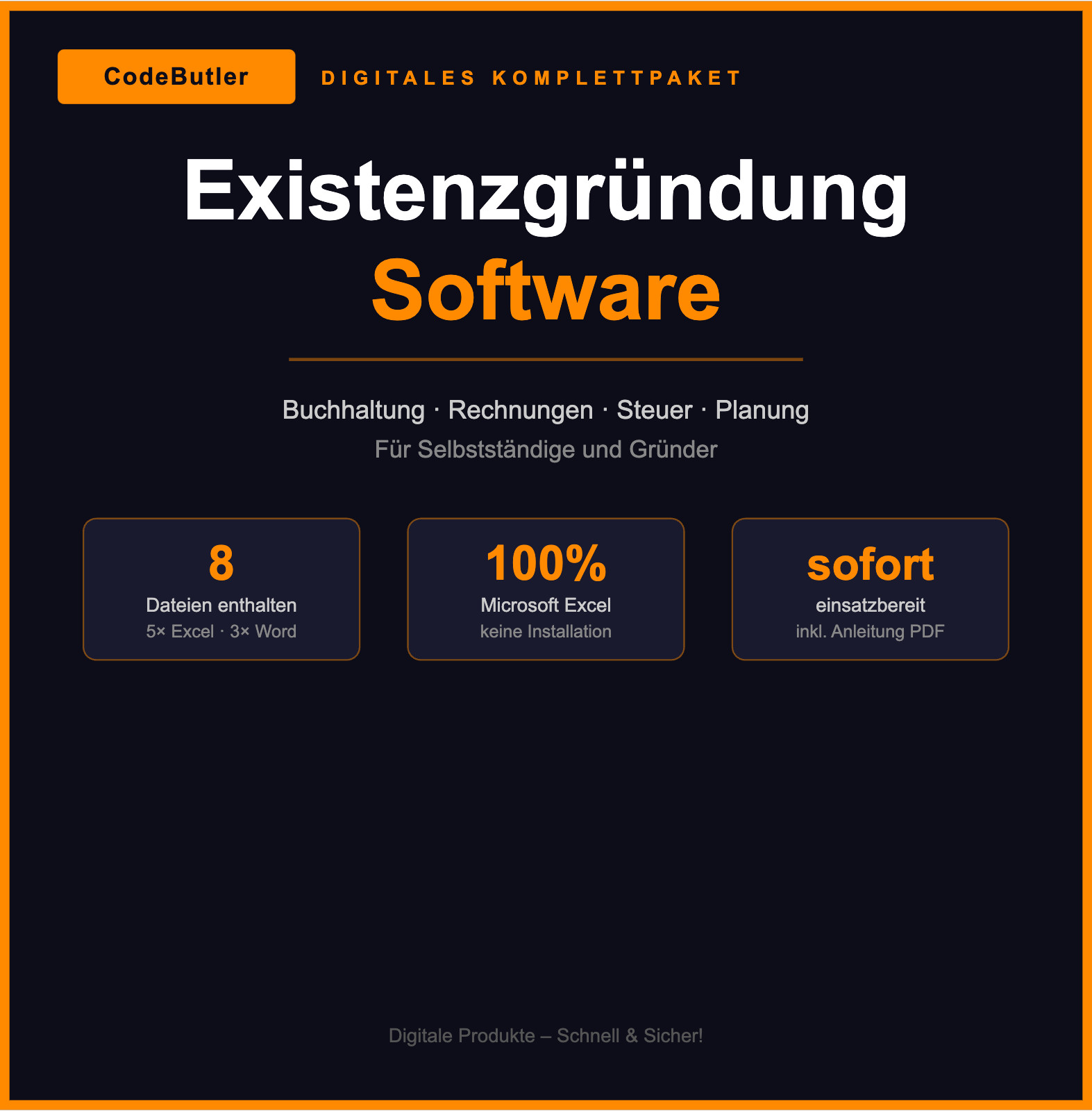 Start-up self-employment software Excel EÜR cash book invoice +++
