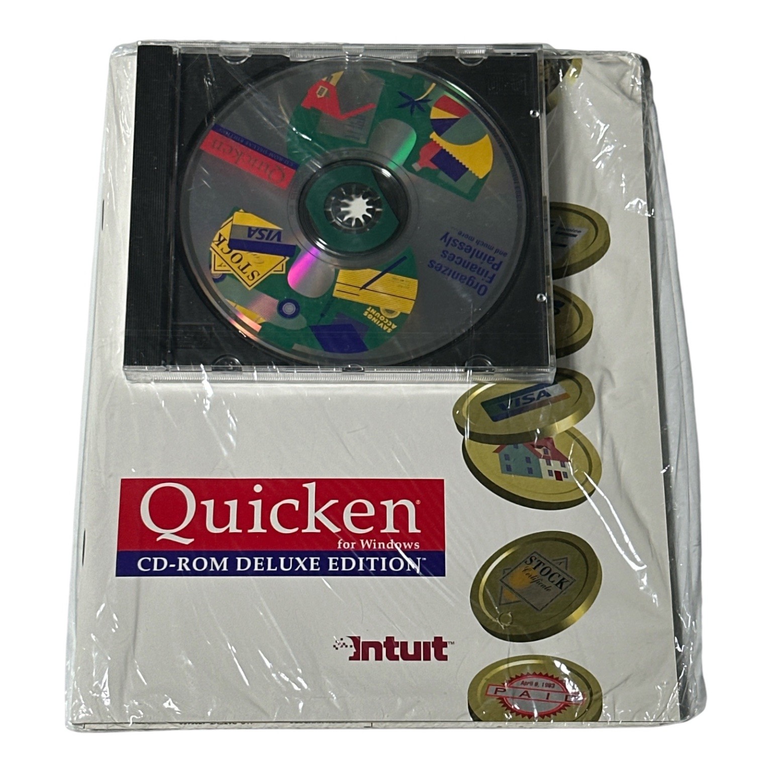 Vintage Intuit Quicken for Windows CD-ROM Deluxe Edition Sealed 1993