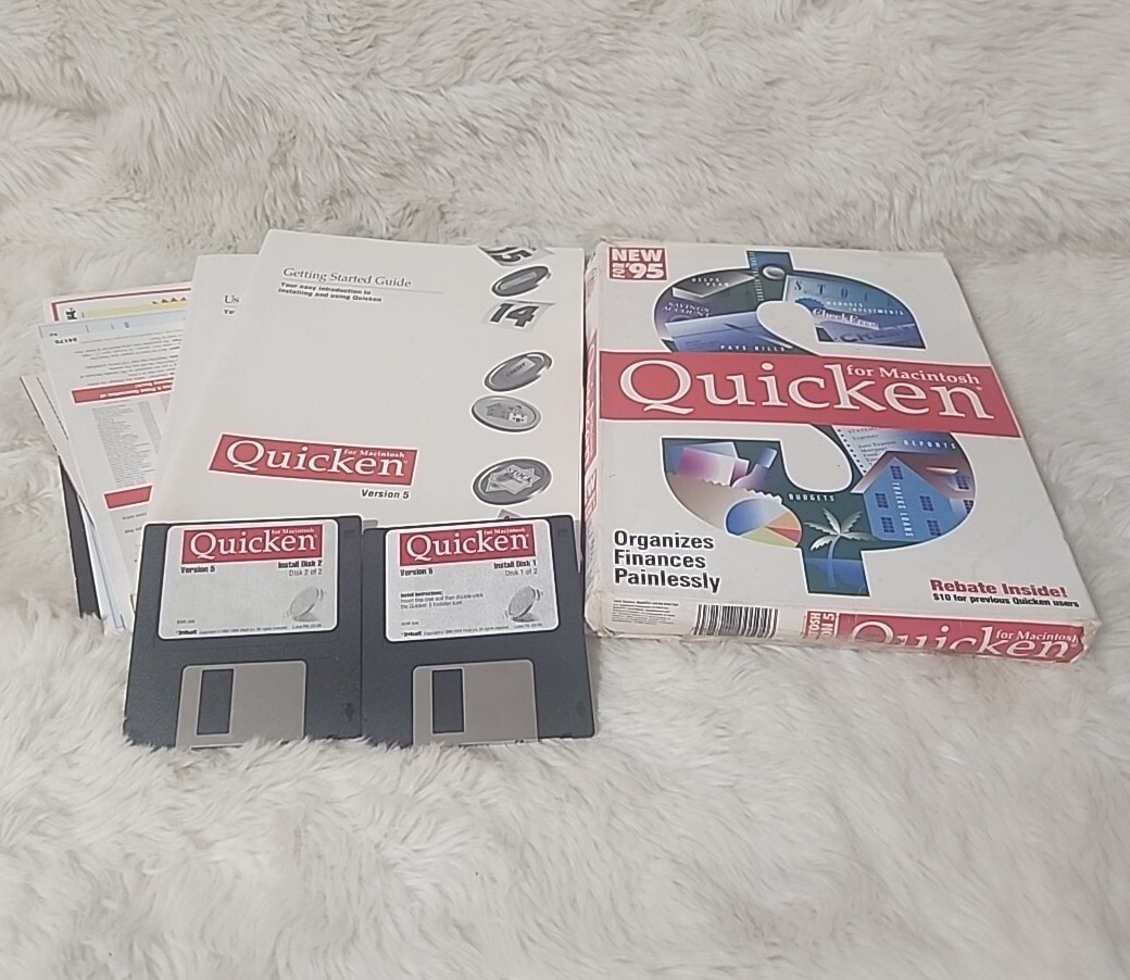 Quicken for Macintosh Version 5 New for 95 • 3.5″ Floppy Big Box Software Intuit
