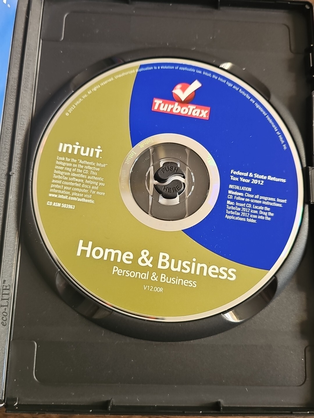2012 Turbotax Home & Business Federal & State CD PERSONAL & SMALL BUSINESS