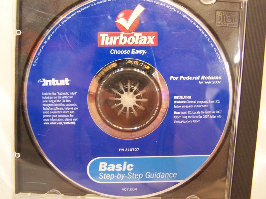 Intuit TurboTax 2007 BASIC Federal Edition for Windows/Mac CD Excellent