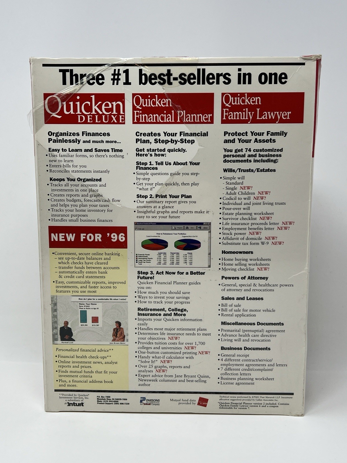 Lot of 3 Quicken Financial Suite Deluxe Planner CD-ROM for Windows New Sealed