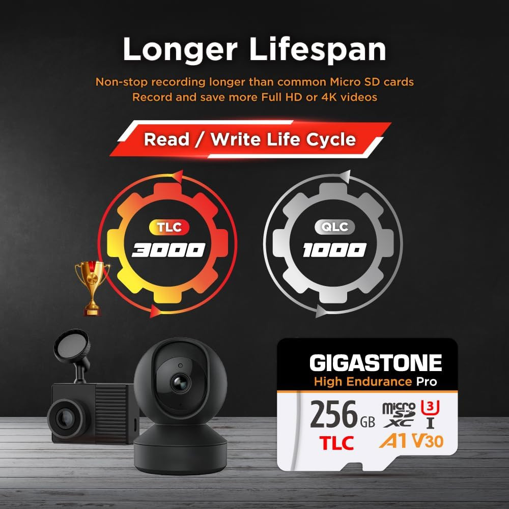 【5 Yrs Free Data Recovery】【Dash Cam】 256GB Micro SD Card, TLC High Endurance Pr