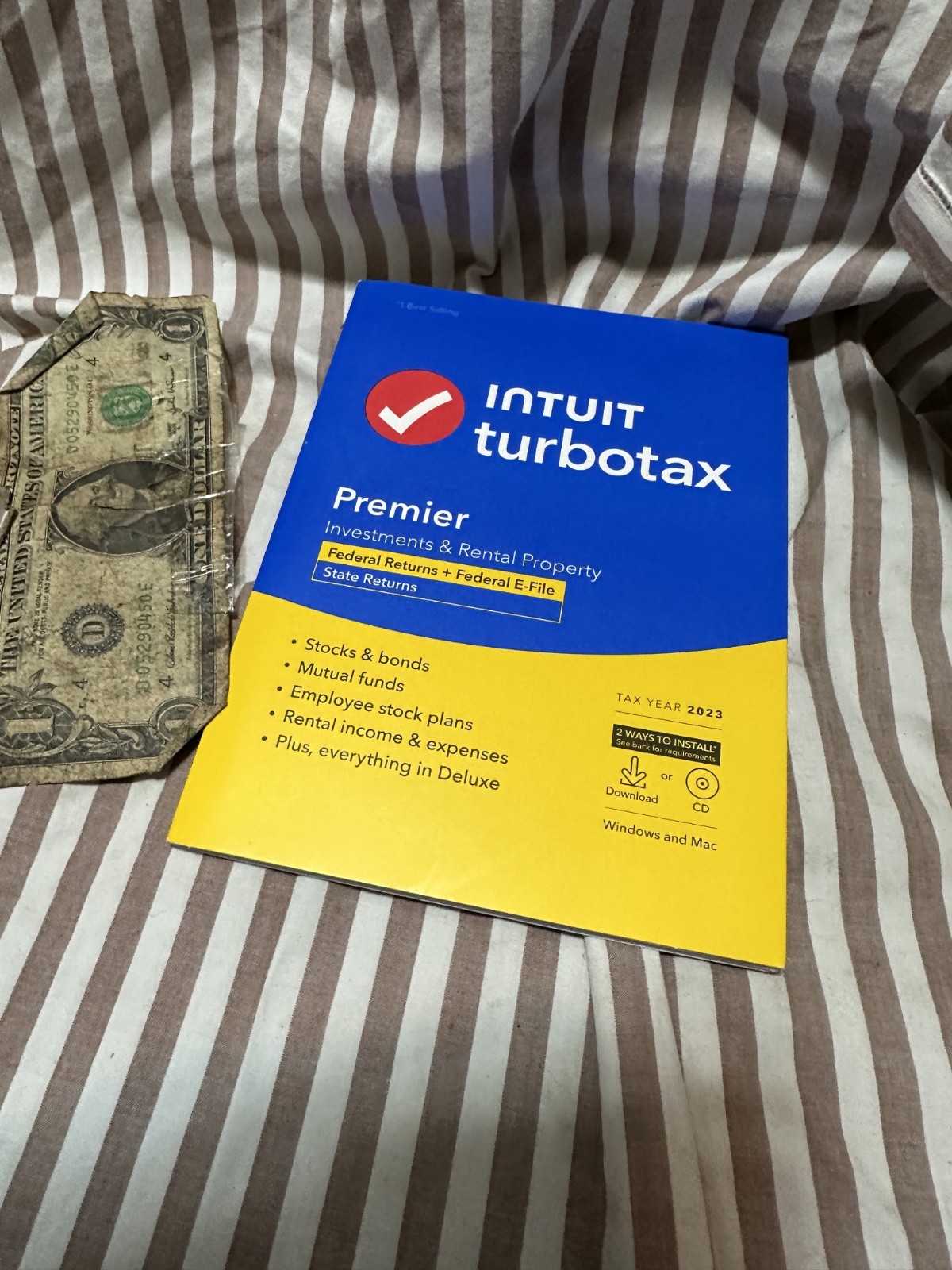 NEW TurboTax Premier 2023 Federal + E-file + State CD Physical Disc Windows Mac