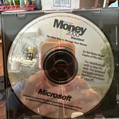 Microsoft Money 2000 Standard For Windows Software Vintage Disc Only