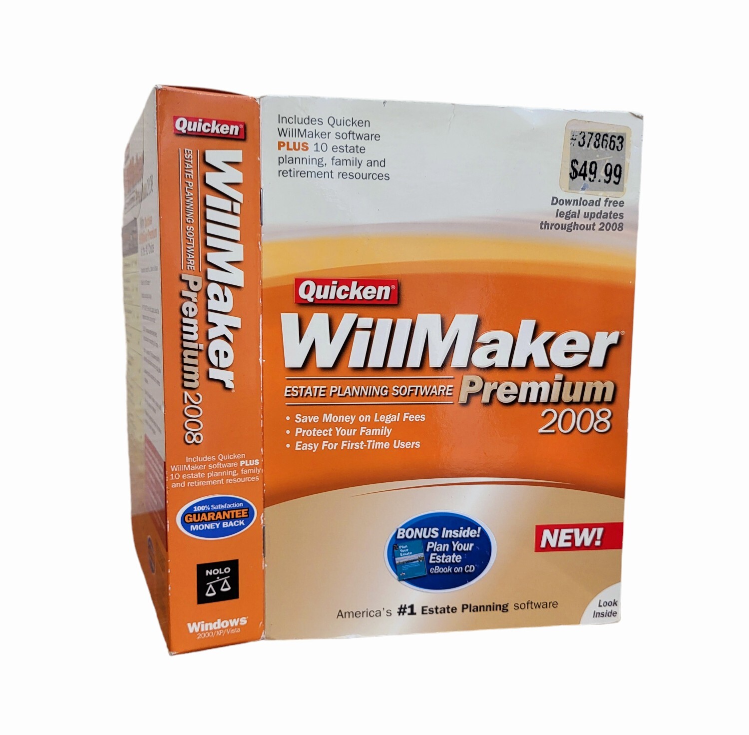 Quicken Willmaker Premium 2008 Estate Planning Software Windows 2000/XP/Vista