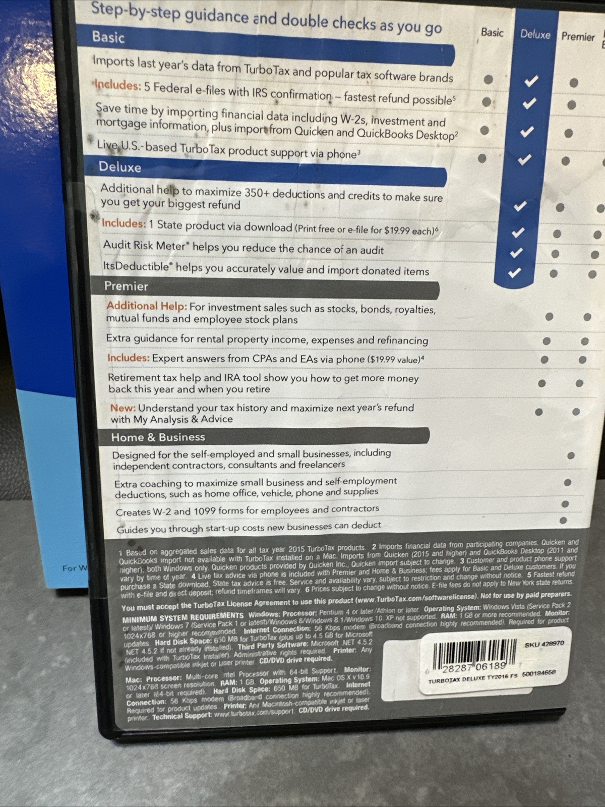 Turbotax 2016 Deluxe Federal + State CD version BRAND NEW SEALED lit Damage case