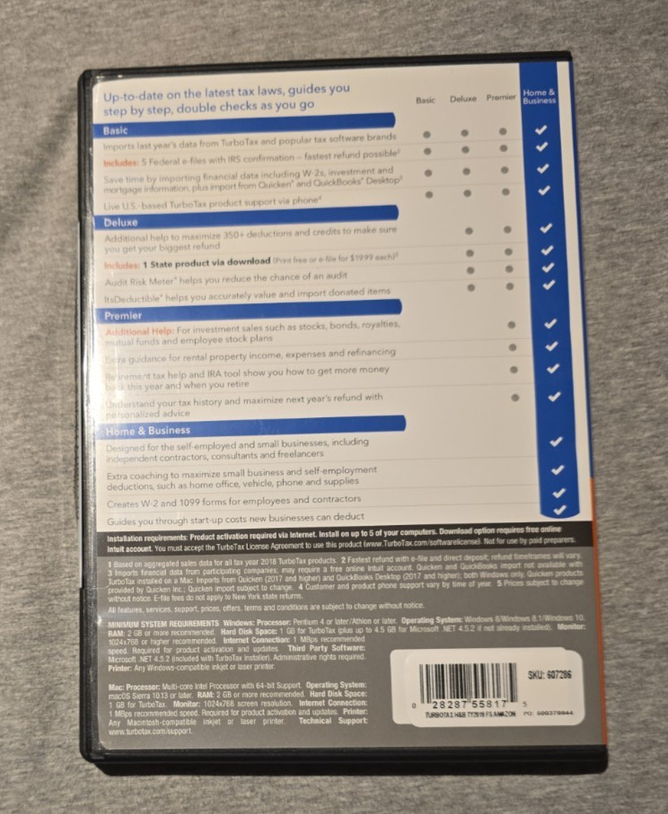 Turbo Tax Home & Business 2019