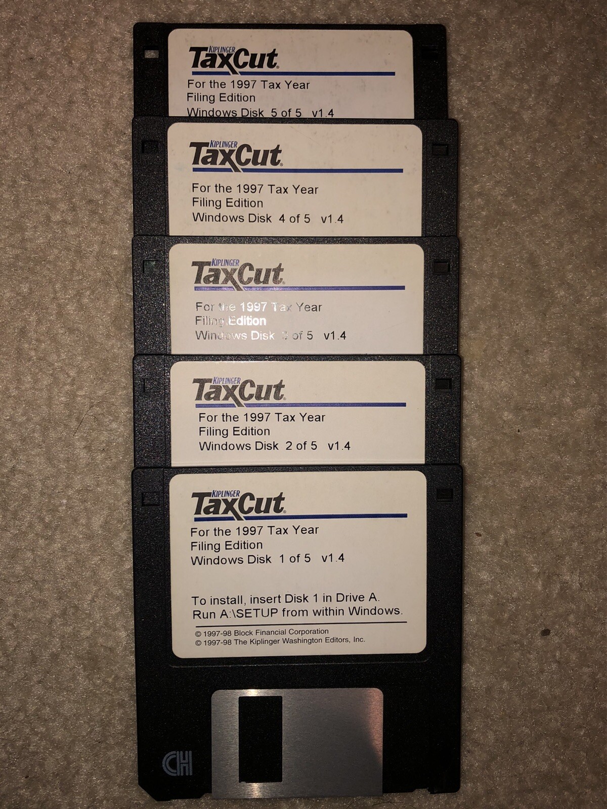 Kiplinger TaxCut 1997 5-disk floppy disks for Windows – Free shipping – L@@K