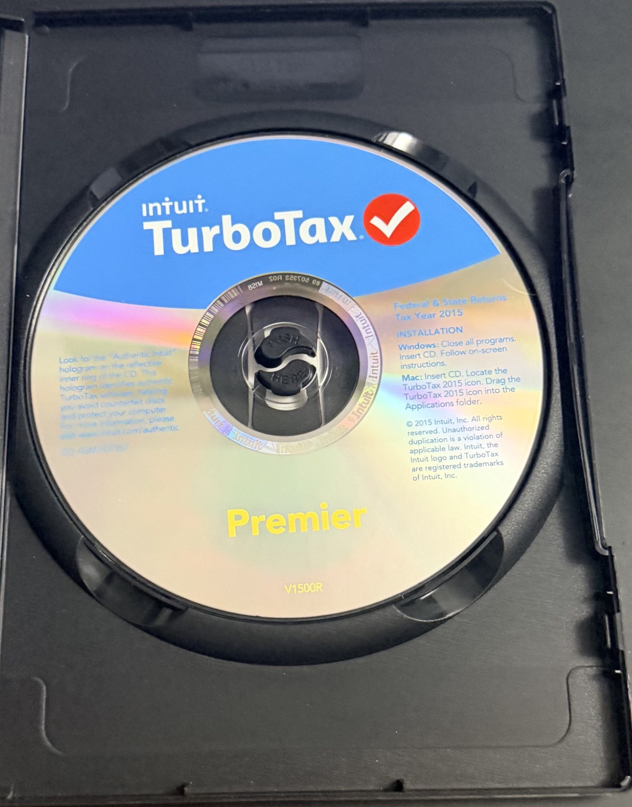 USED TurboTax Premier Federal + State 2015 CD for Windows and Mac