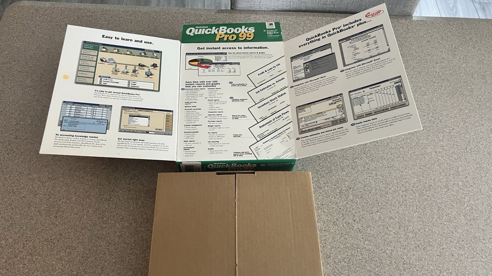 Vintage QuickBooks Pro 99 Big Box Software 100% Complete CIB Windows 95 98 Y2K