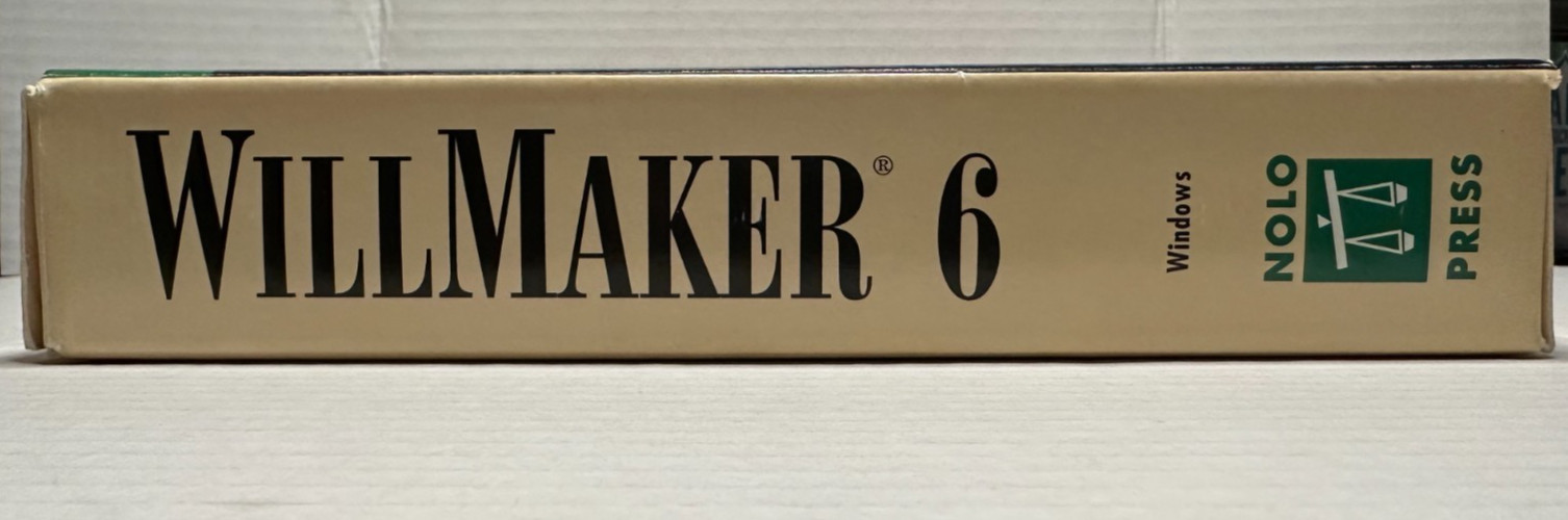 VTG Nolo WillMaker 6 PC MS-DOS 3.1 Living Will Final Arrangement Maker Vintage