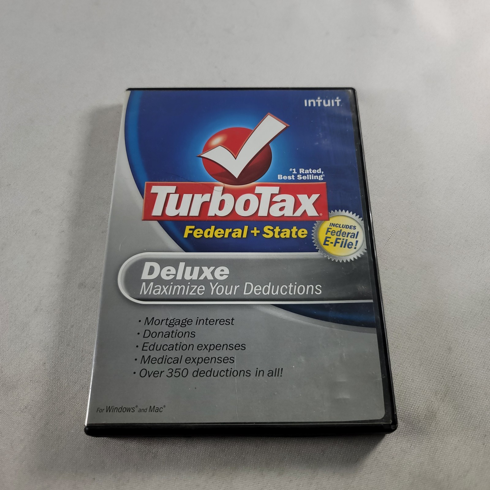 Turbo Tax Deluxe 2008 Federal + State Includes Federal E-File, CD
