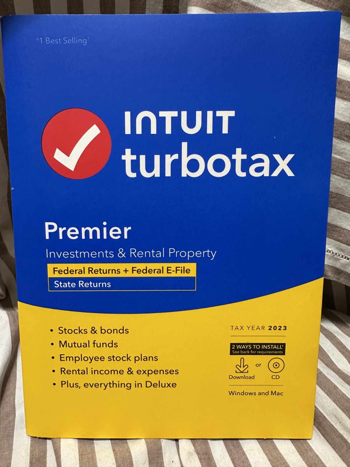 NEW TurboTax Premier 2023 Federal + E-file + State CD Physical Disc Windows Mac
