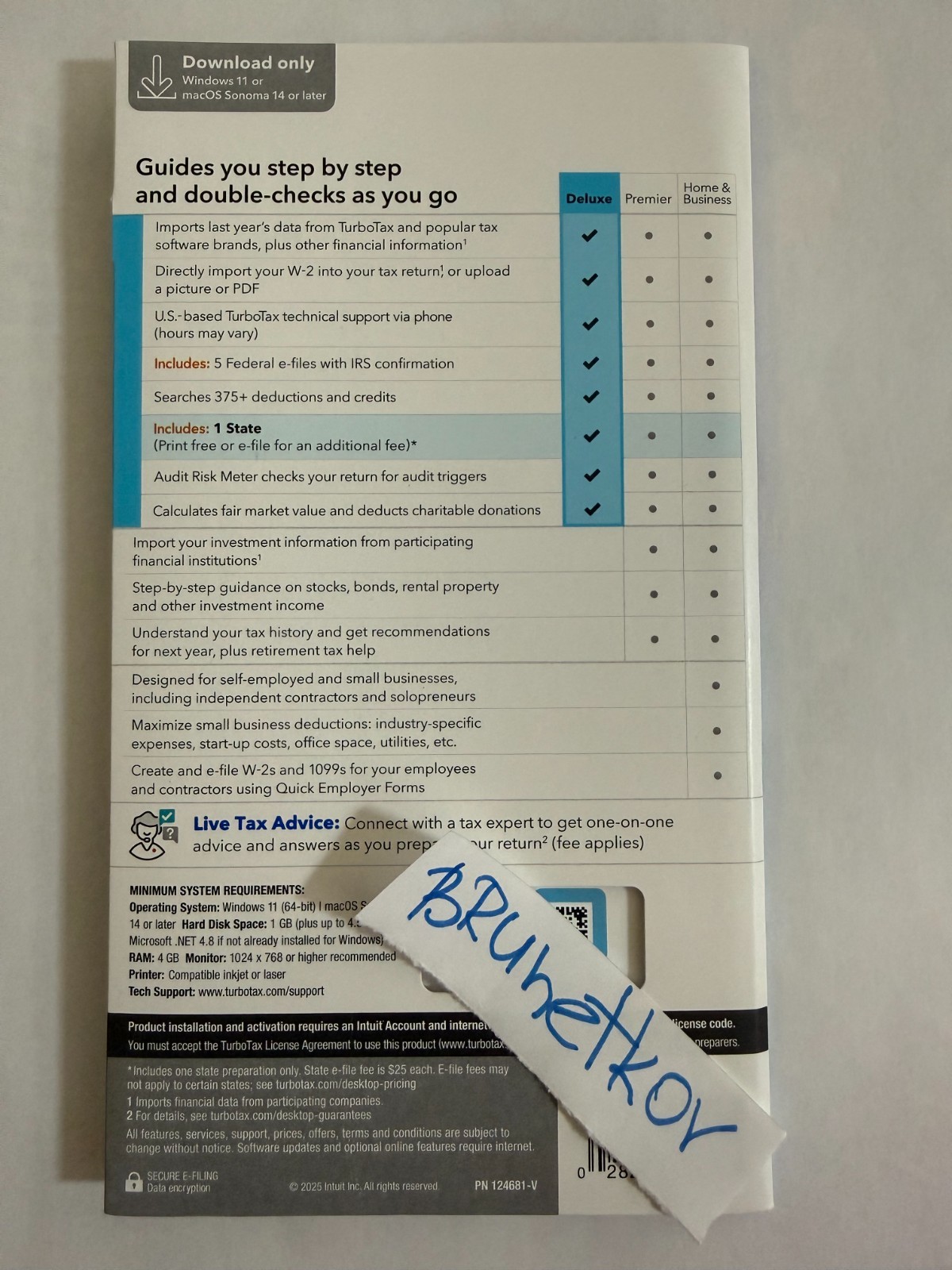 Intuit Turbotax Deluxe 2024 Federal & State & 5 Free Federal E-Filings