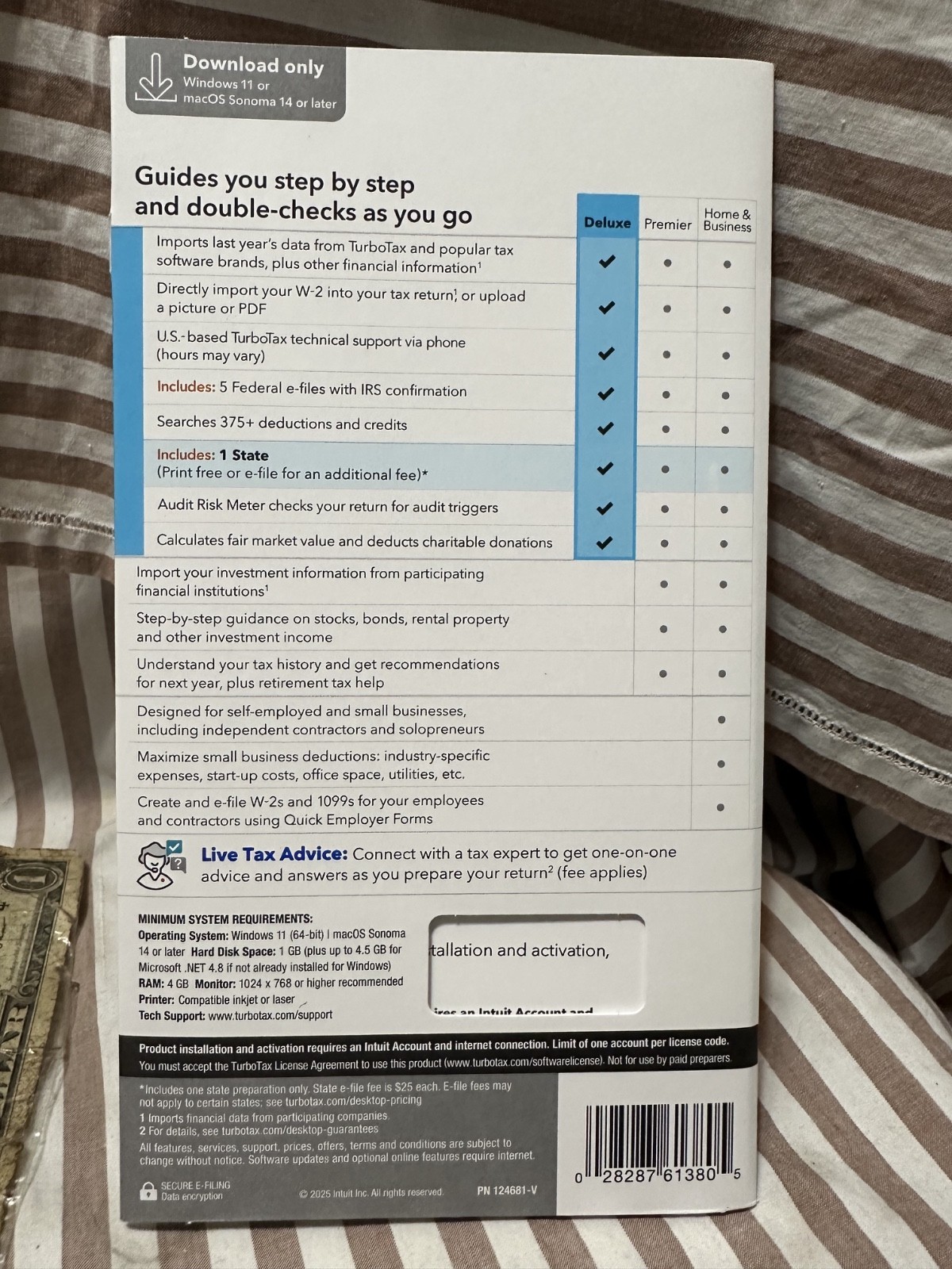 TurboTax Deluxe 2025 Federal & State Tax Return Product Key Card WINDOWS PC/ MAC