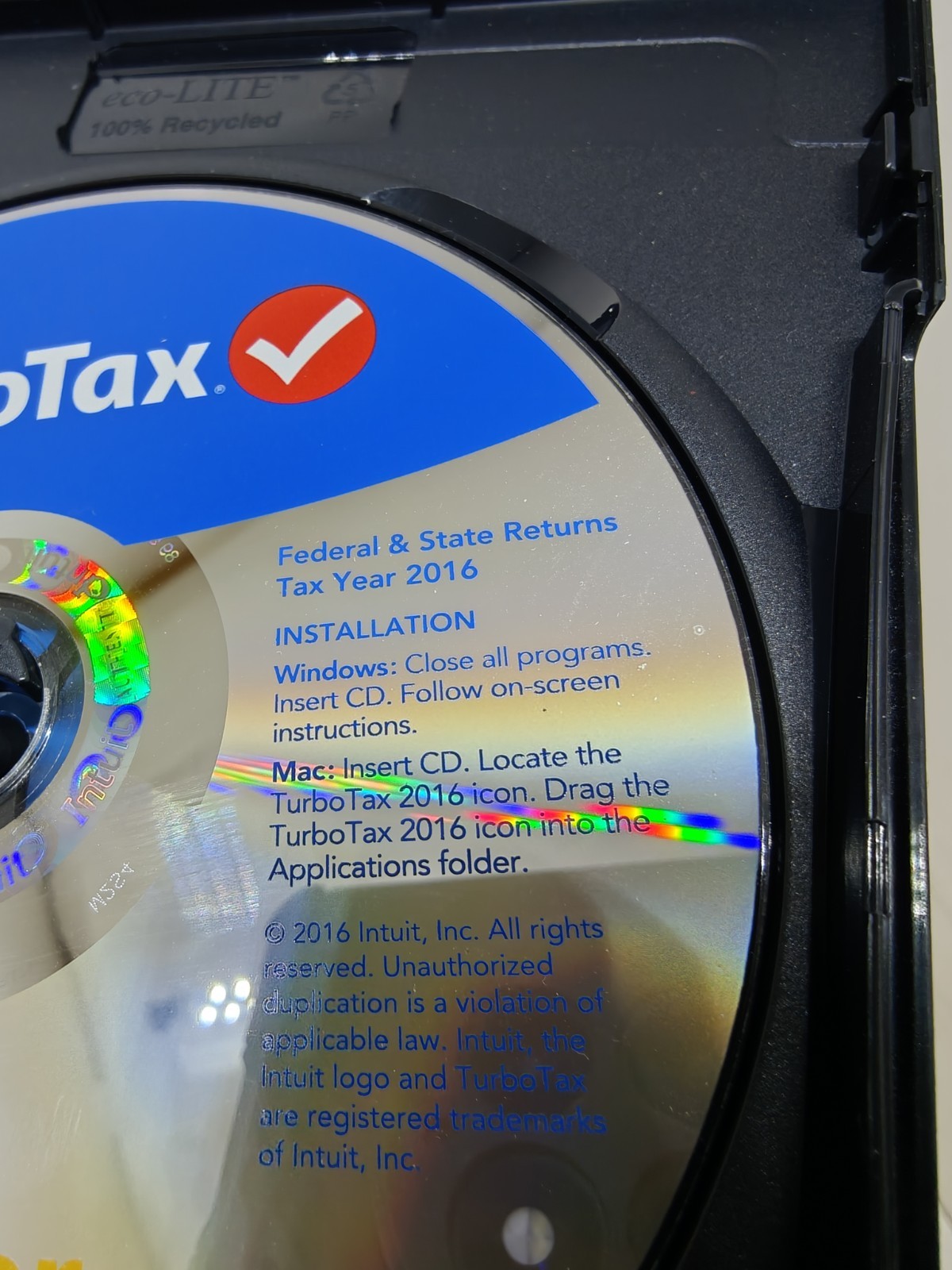 TurboTax Premier 2016 Investments & Rental Property Federal & State Disc Only