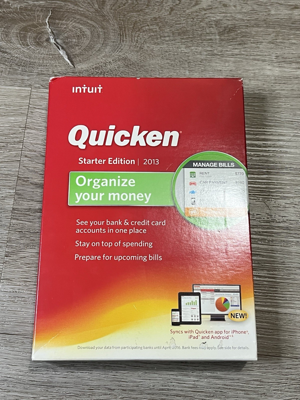 Intuit Quicken 2013 Starter Edition Orginize Your Money For XP SP2/Above Vista 7