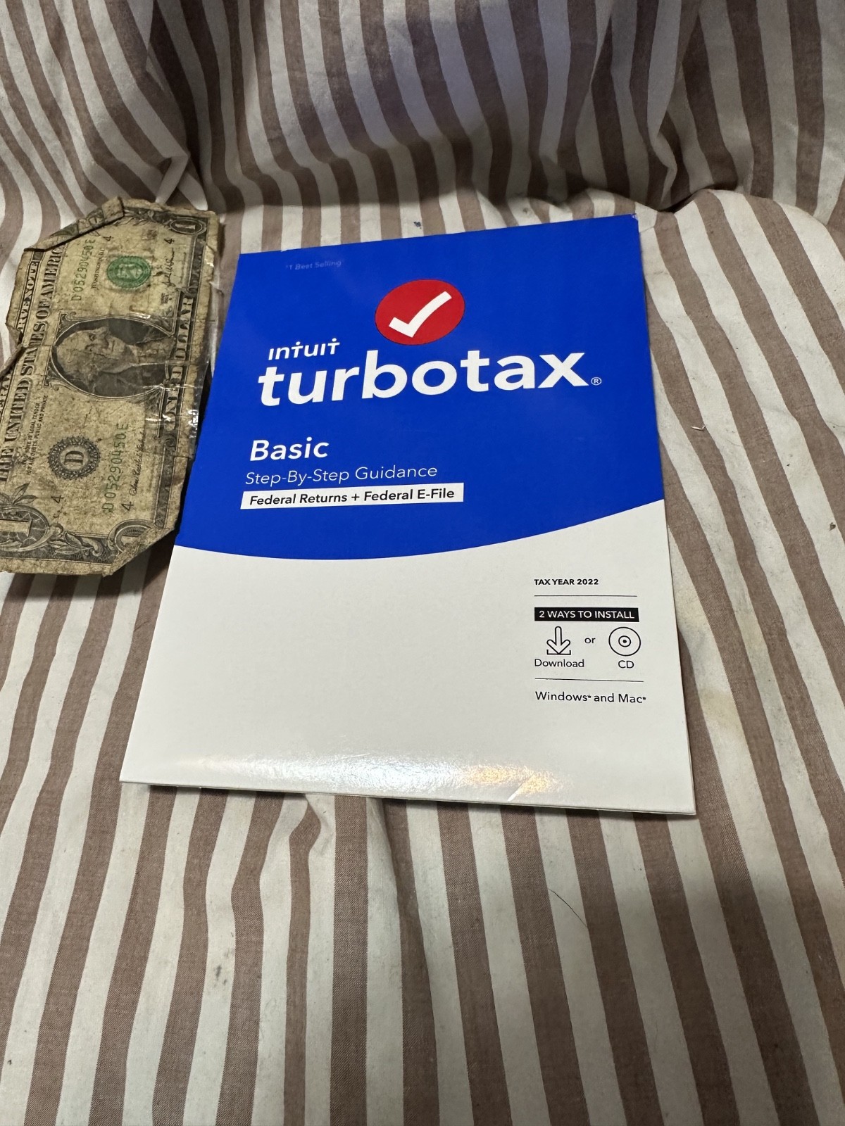 2022 Intuit Turbotax BASIC Federal Win Mac Tax Software Sealed CD / Download
