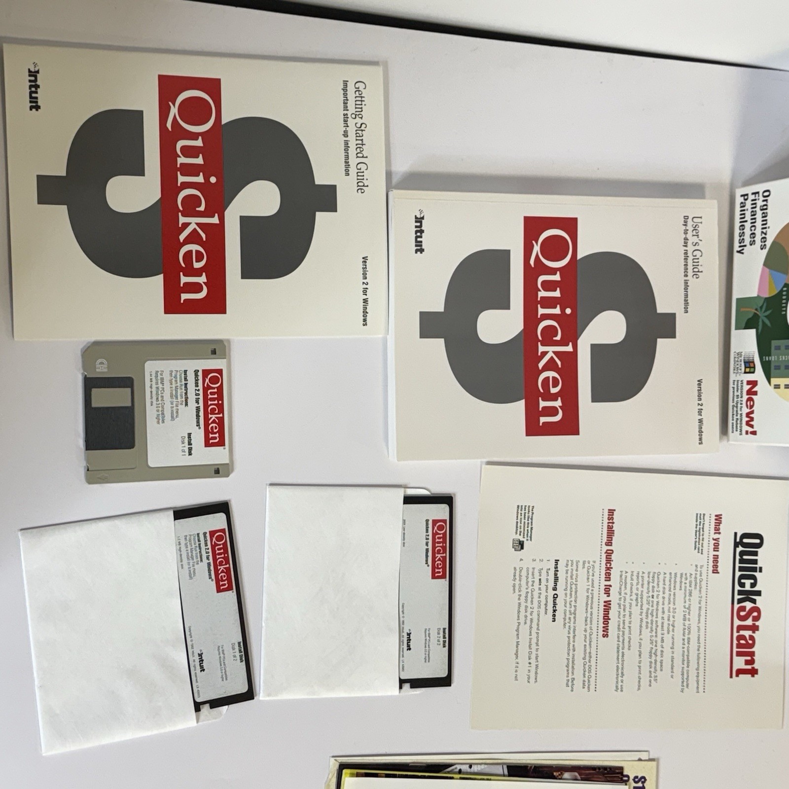 Intuit Quicken 2.0 Windows IBM Personal Finance Software W/ Disks Vintage 1992