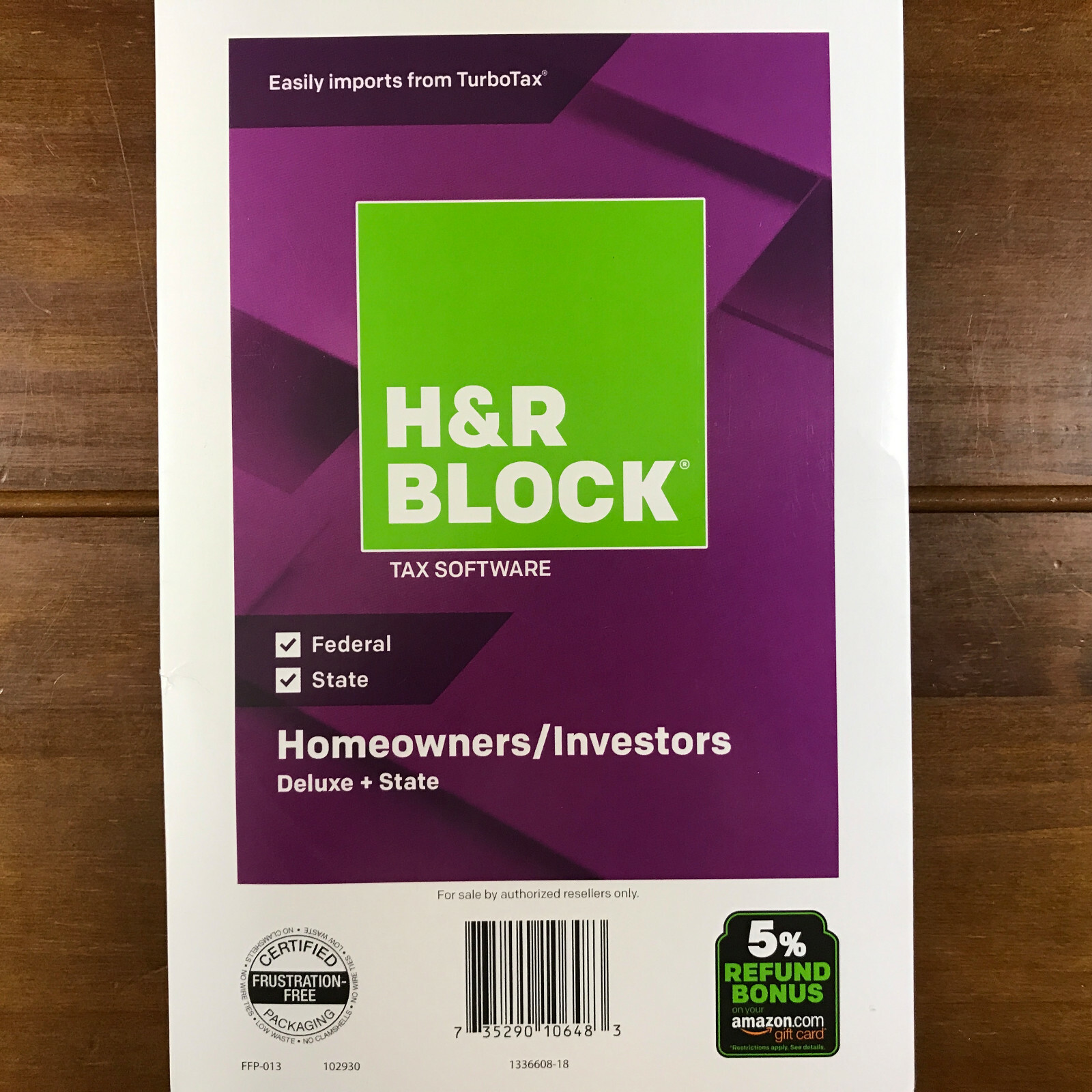 H&R Block Tax Software Homeowners Investors 2018 Deluxe PC CD State Federal