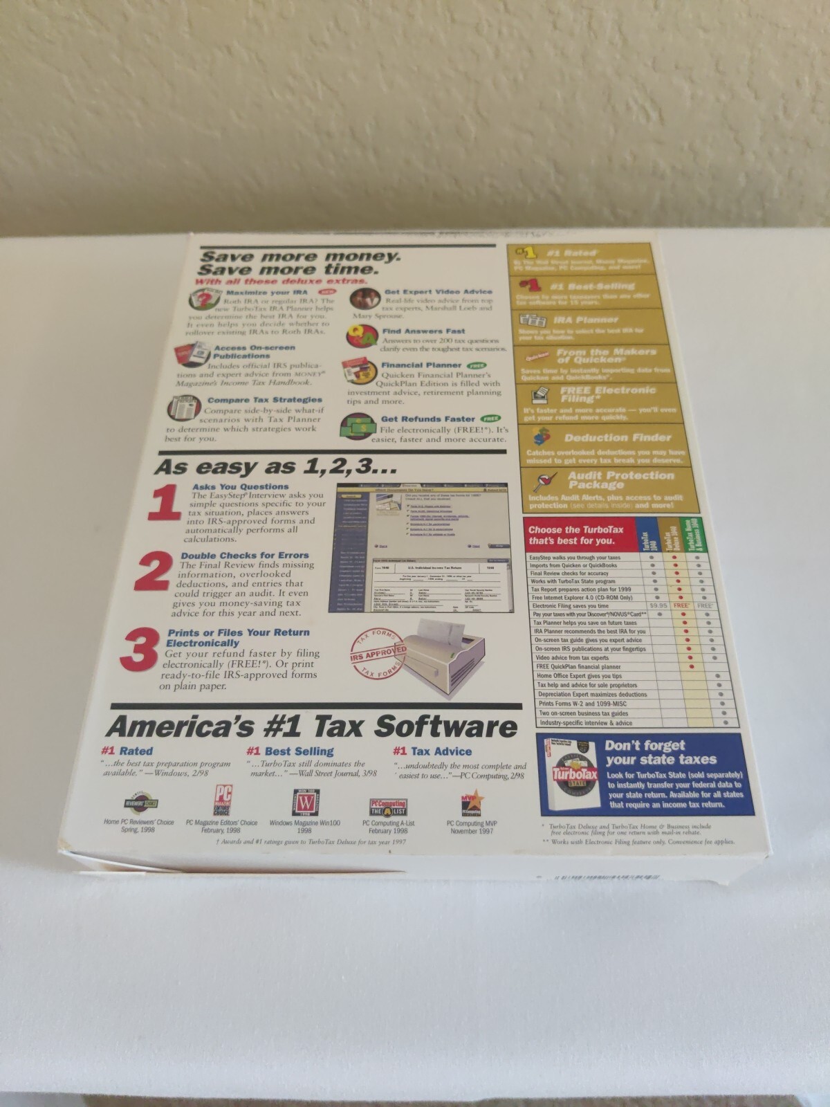 Quicken Turbo Tax Deluxe 1998 Windows 3.1/95/98/NT 4.0 Retail Box Vintage