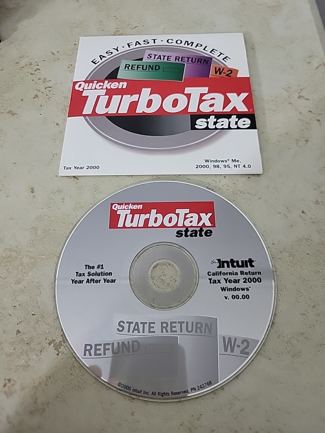 Intuit Quicken TurboTax CA State Tax Year 2000 for Windows Return Refund W-2