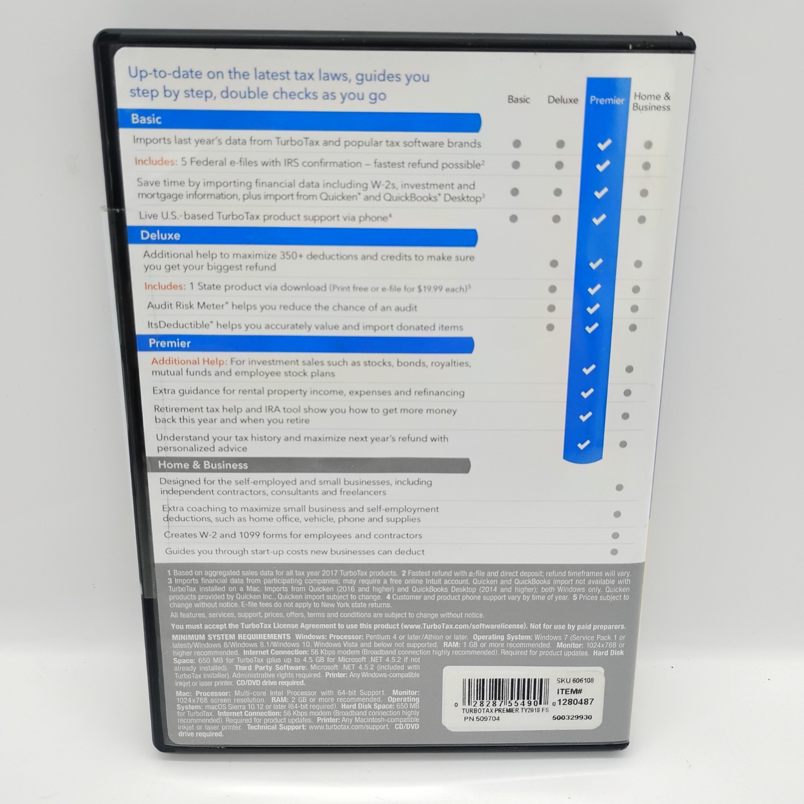 TurboTax Premier 2018 Investments & Rental Property (Windows & Mac) CD SEALED