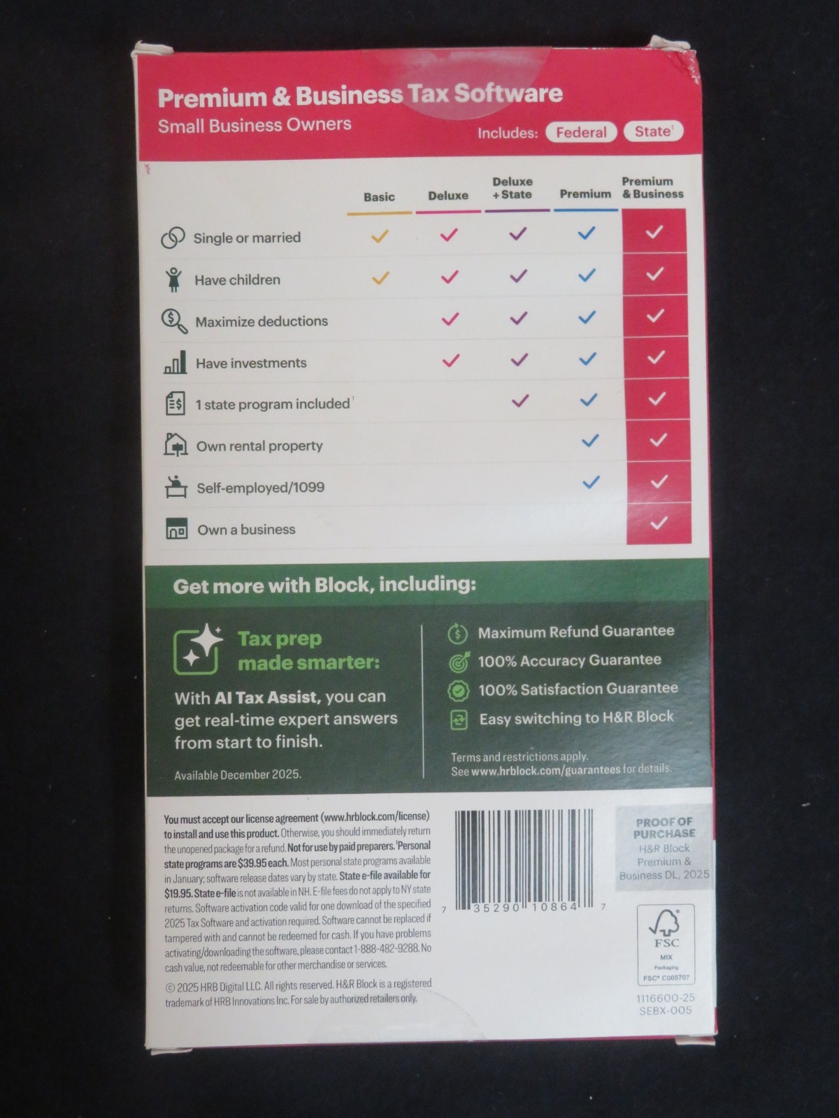2025 H & R Block Premium & Business Small Business Tax Software AUTH DOWNLOAD