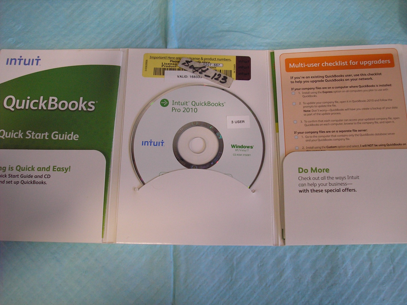 =3 USER VERSION= INTUIT QUICKBOOKS PRO 2010 FOR WINDOWS PC =LIFETIME LICENSE=