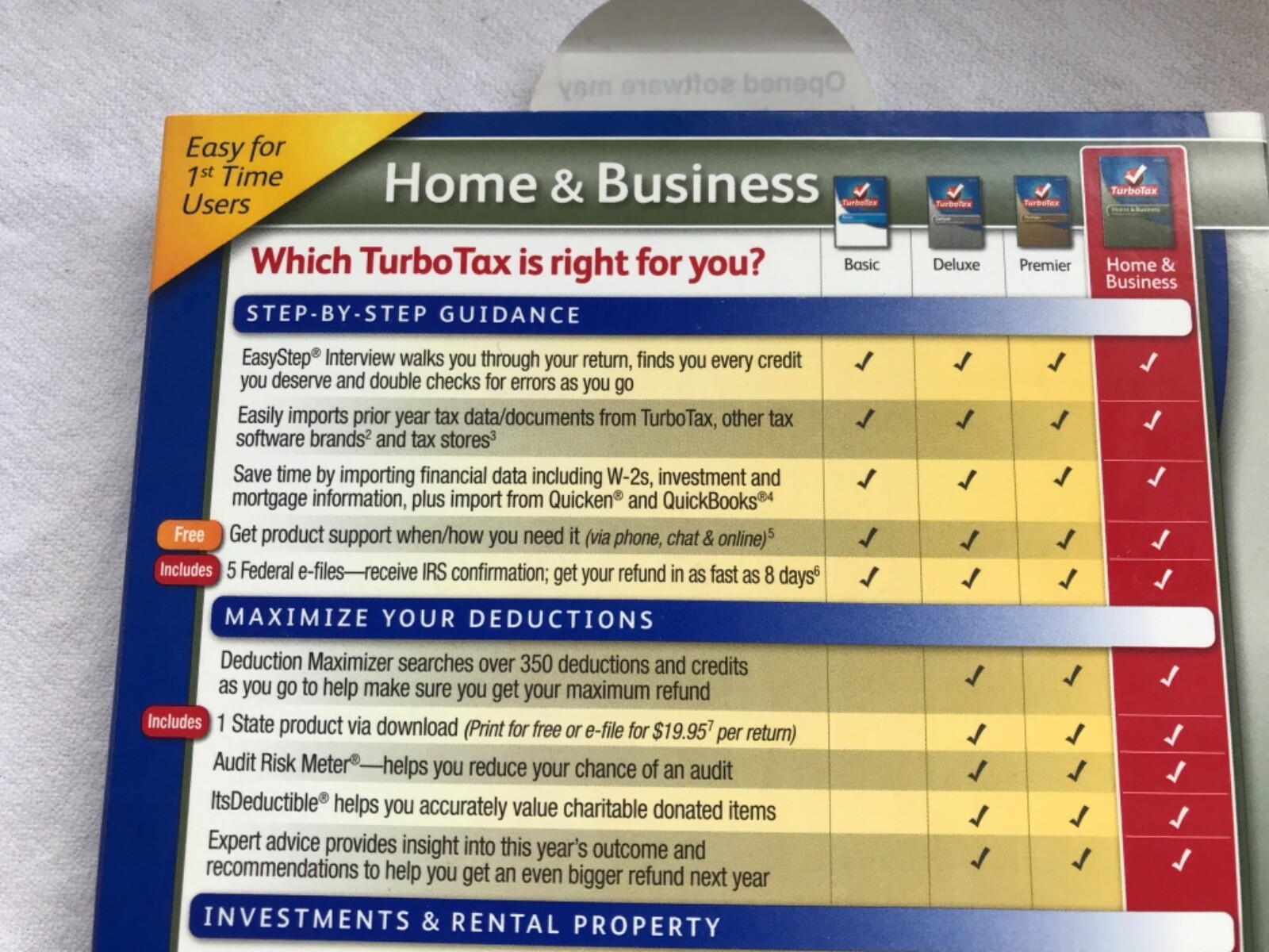 2010 TURBO TAX FED & ST. RETURNS HOME & BUSINESS SCHEDULE C SINGLE MEMBER LLC