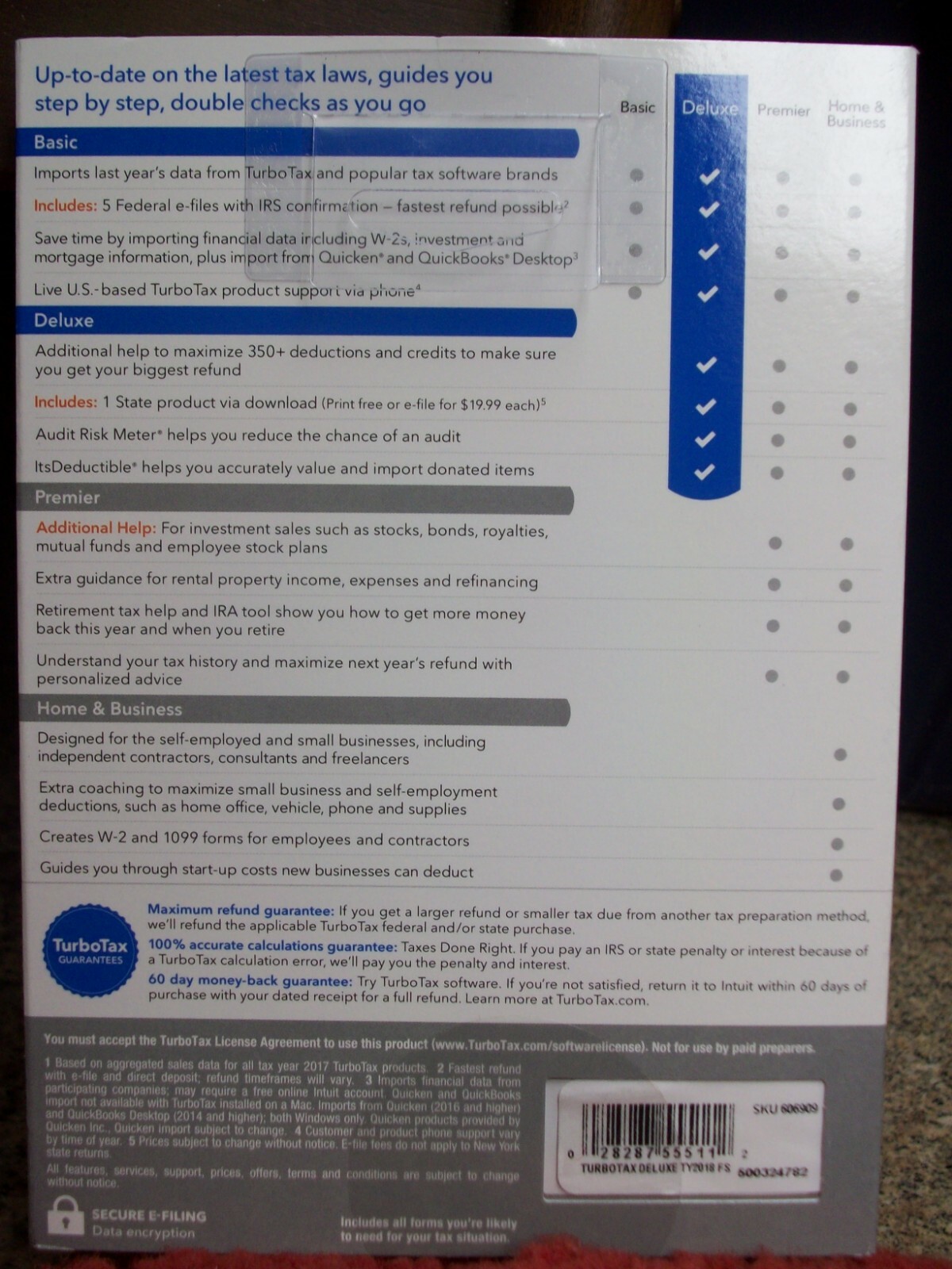 Intuit 2018 TurboTax Deluxe Federal E-File & State Tax, Windows/Mac, Sealed CD