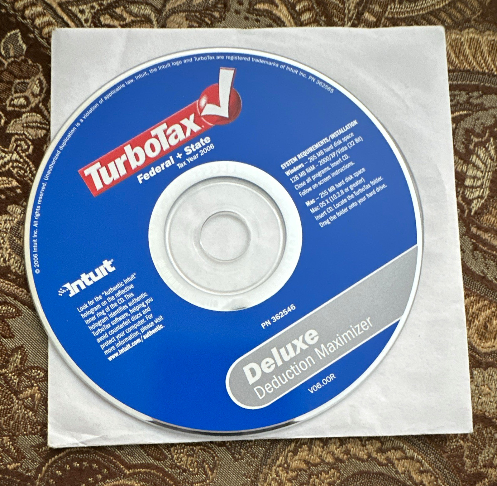 2006 Intuit TurboTax Deluxe CD Windows/Mac 3625546
