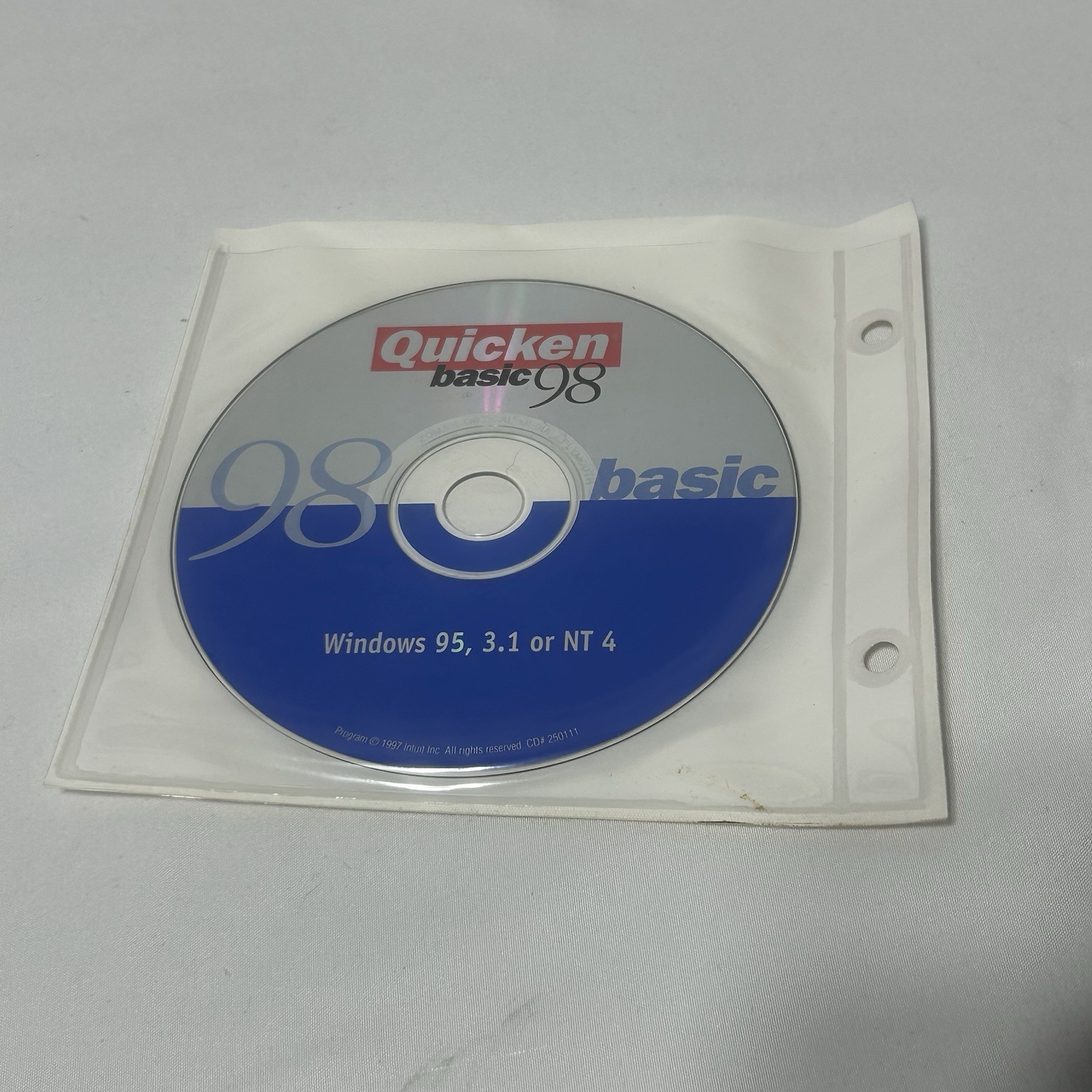 Quicken Basic 98 And Money 98 For Windows 95, 3.1, or NT 4 Software CD’s