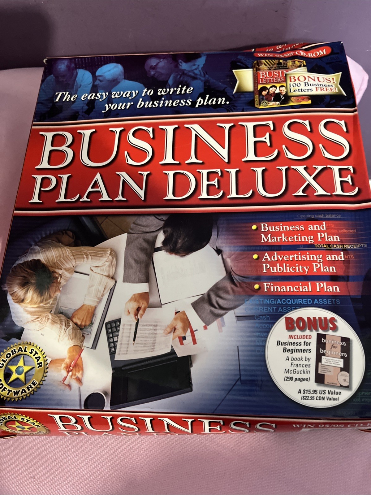 Business Plan Deluxe win 95/98 CD ROM includes Bonus Book Sealed Disc Large Box