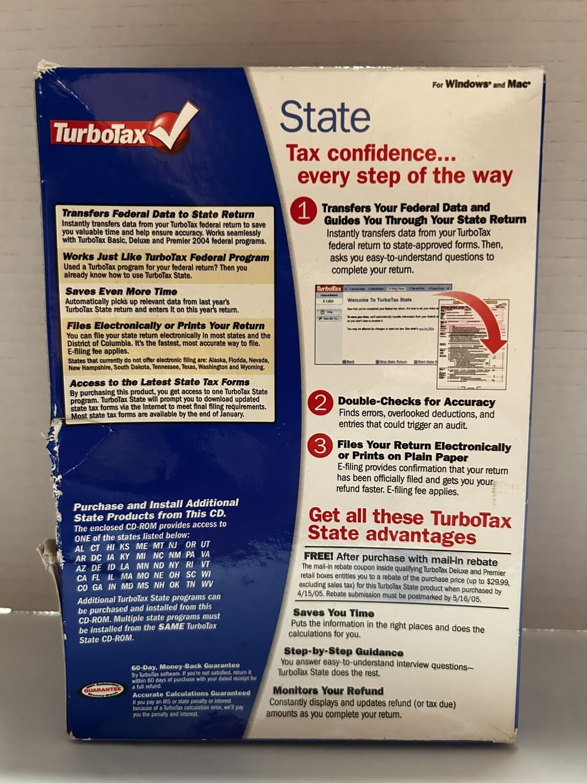 2004 Intuit TurboTax State Tax Returns For Windows And Mac PN 358586 SKU 6896549