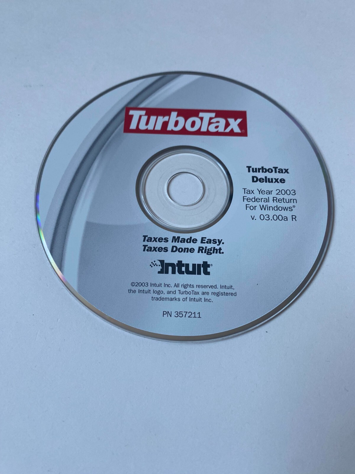 Turbo tax Deluxe Intuit 2003. Taxes made easy ( No E-file ) Federal R VERY GOOD