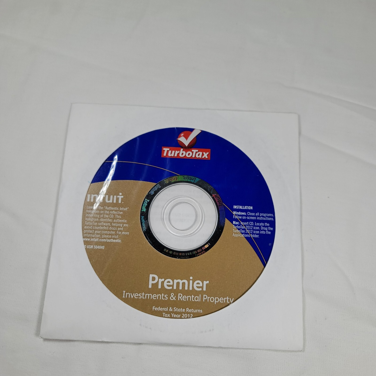 2012 TurboTax Premier, Investment And Rental Property. Fed and State. Intuit