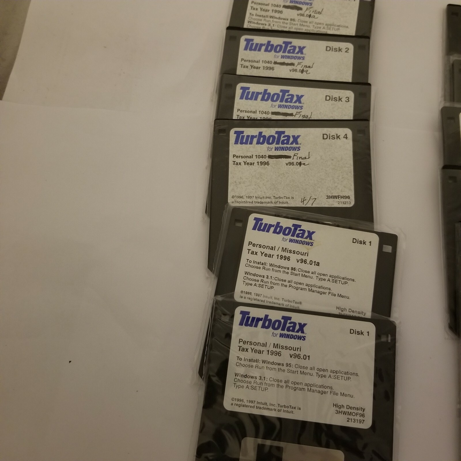 Turbo Tax For Windows 1996 3.5 Floppy Disks