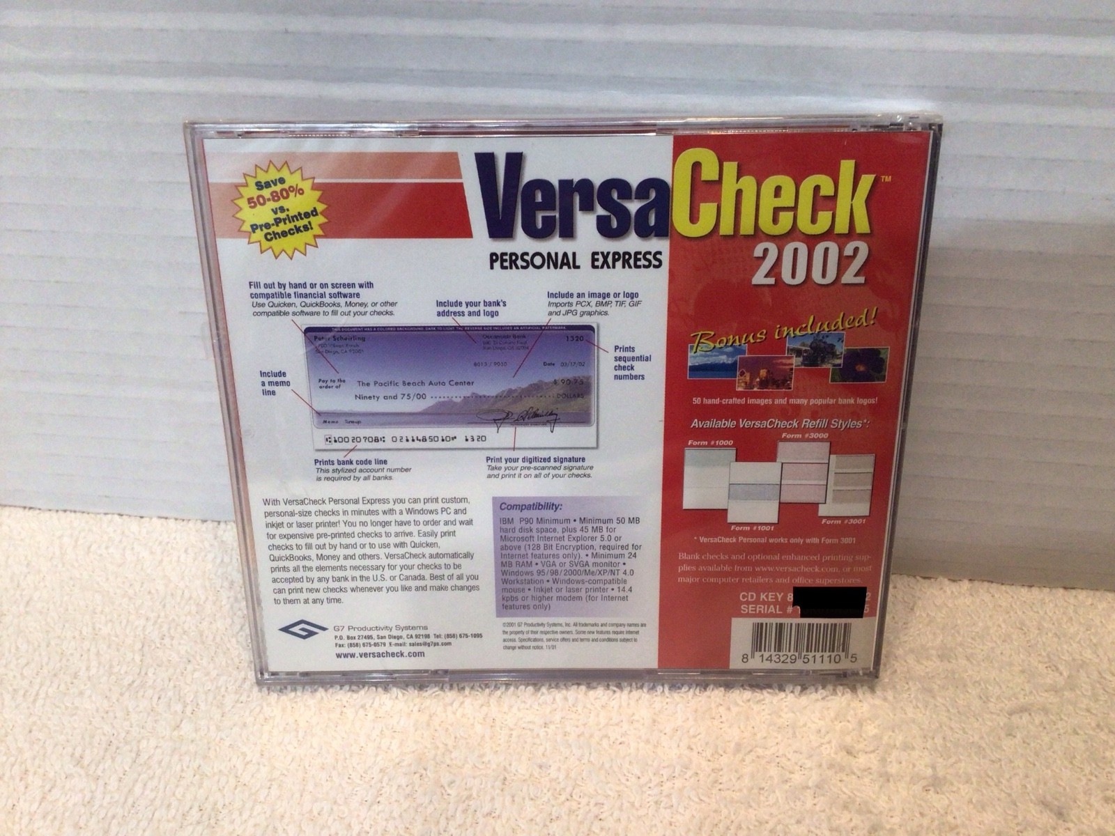 VersaCheck Personal Express 2002 PC CD ROM NOS SEALED READ