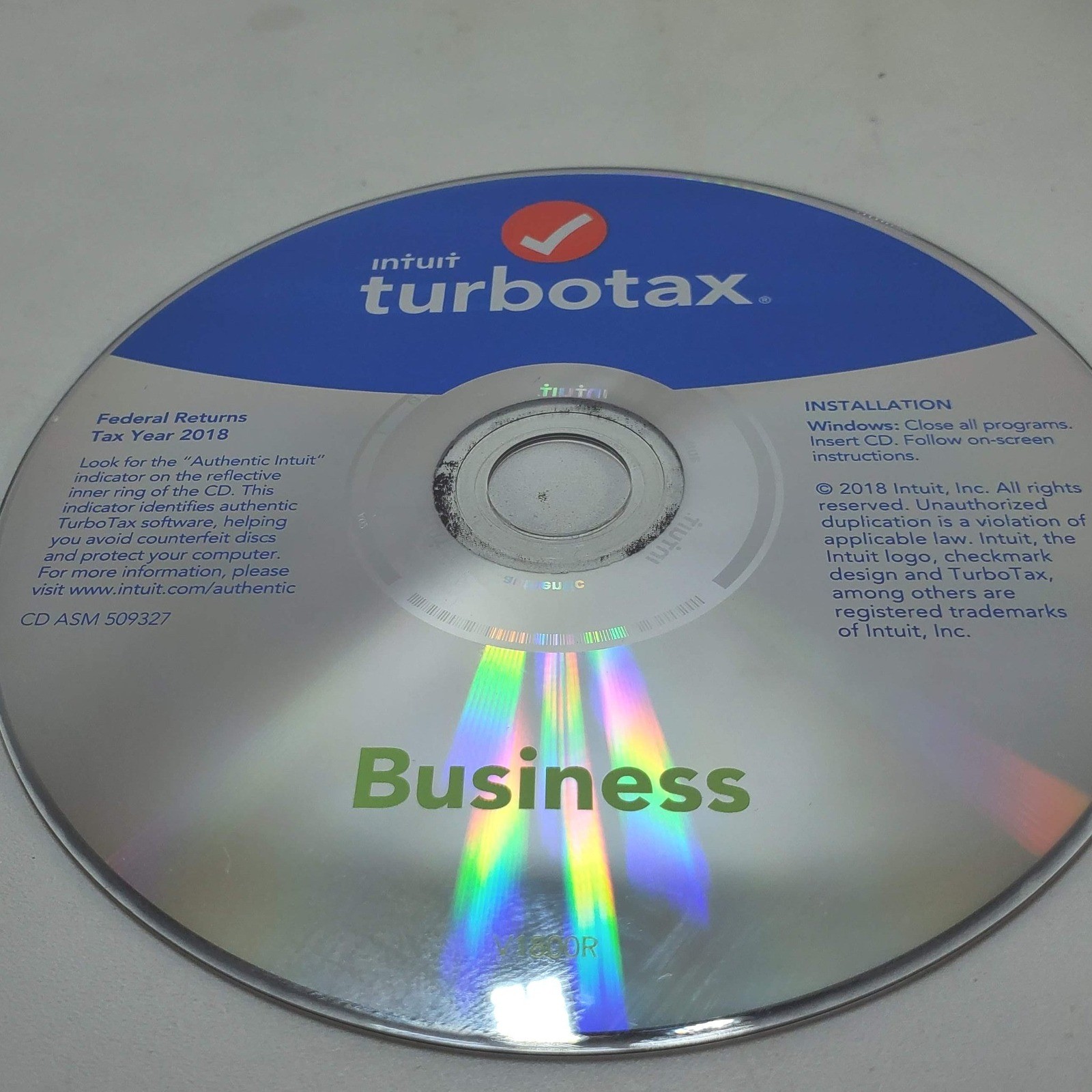 Intuit TurboTax Business 2018 Tax Year Federal Returns Windows PC CD-ROM CD ONLY