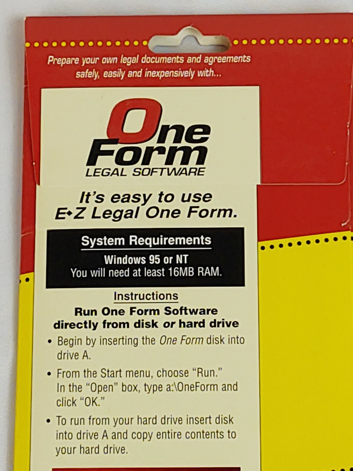 Vintage One Form EZ Legal Software Agreement To Sell Real Estate 3.5 Floppy Disk