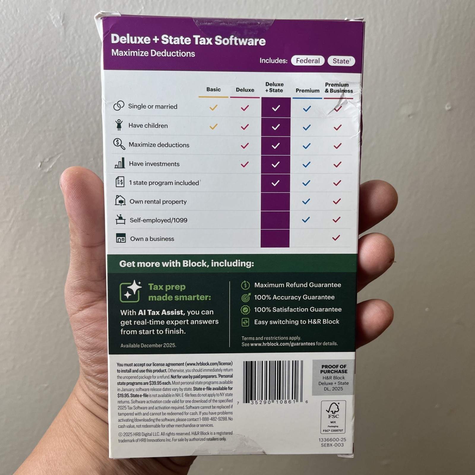 NEW H&R Block Tax Software Deluxe + State 2025 PC/Mac (SAME DAY CODE ) READ