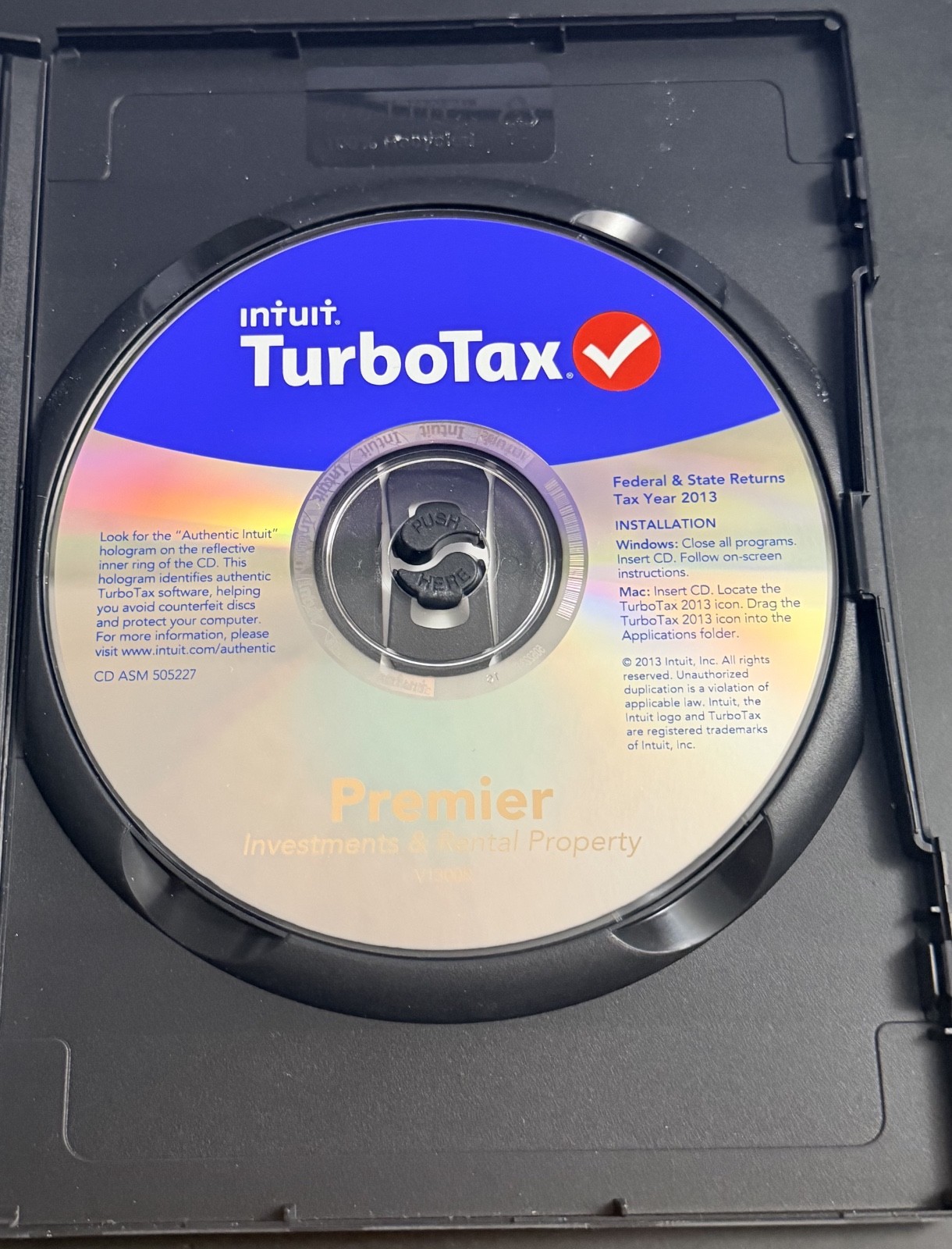 USED TurboTax Premier Federal + State 2013 CD for Windows and Mac